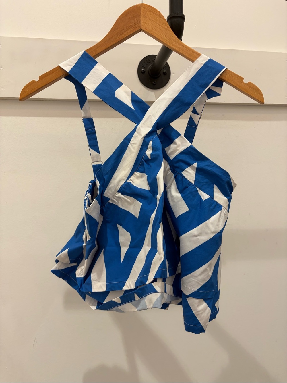 Blue & White Geometric Crossback Tank Top PM